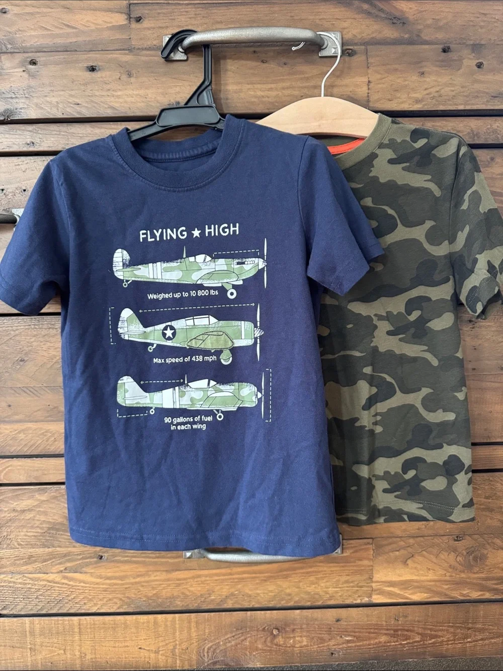 Lot of 2 Boys Shirts Size 6: Old Navy Camo & Planet Cotton Vintage Airplane